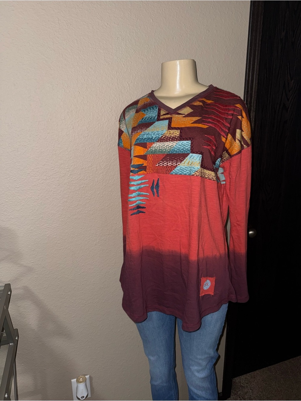 ❤️2! NWOT Double D Ranch M Floral Mock Neck Blouse and embroidered long sleeve